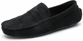 Easy to Put and Remove Driving Moccasins for Men Suede Vamp Penny Loafer Stitching Details Round Toe Comfortable Flexible Resistant Casual Slip On for All Occasions
