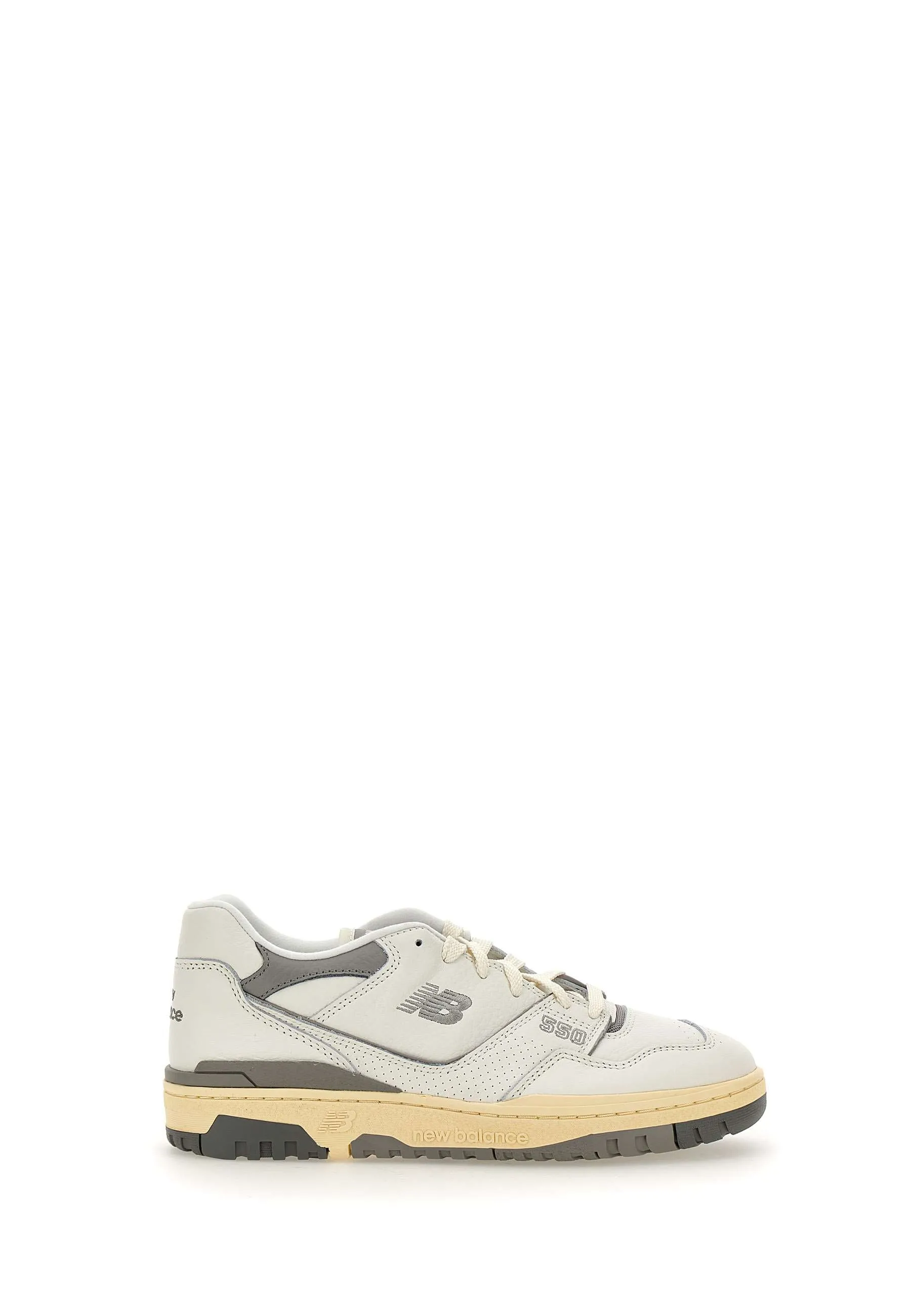 Leather Sneakers in White and Grey