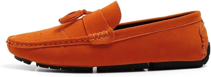 Mens Loafers Penny Loafers with Tassel Suede Vamp Flat Heel Comfortable Anti-Slip Outdoor Slip On