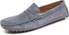 Mens Loafers Shoe Round Toe Suede Vamp Penny Driving Loafers Moc Shoes Anti-Slip Comfortable Flat Heel Party Casual Slip-ons