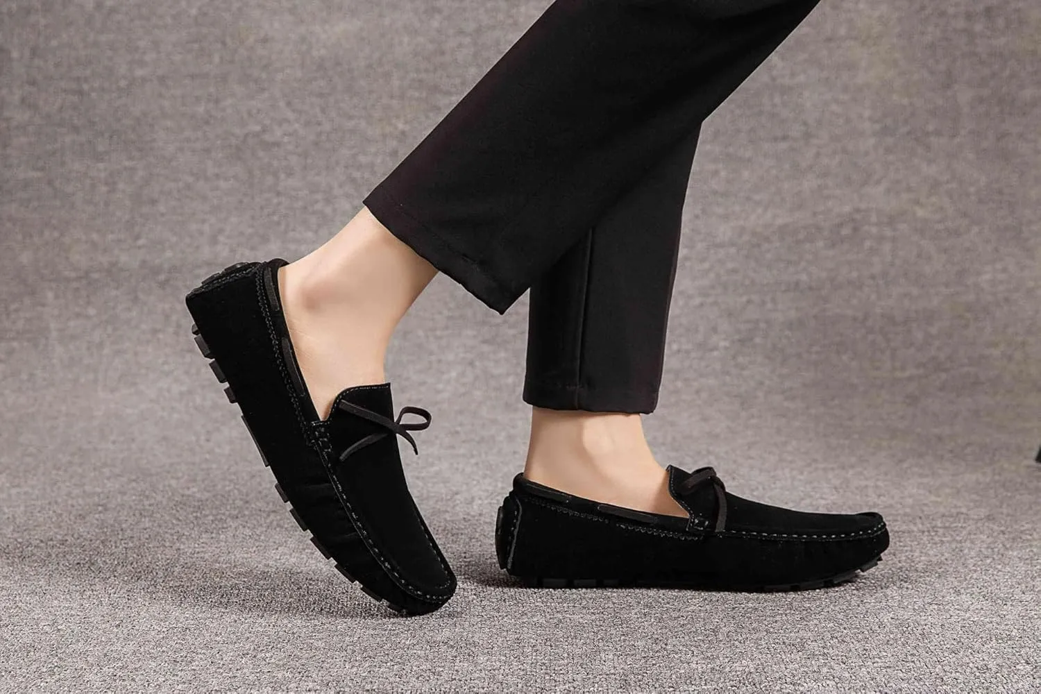 Men's Loafers Shoes Round Toe PU Leather Driving Style Loafer Comfortable Flat Heel Anti-Slip Party Outdoor Slip-on