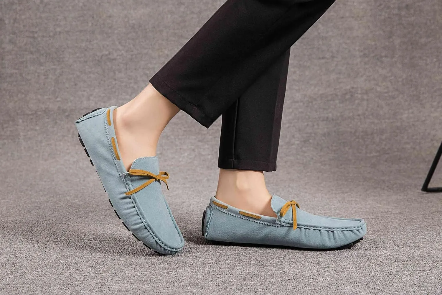 Men's Loafers Shoes Round Toe PU Leather Driving Style Loafer Comfortable Flat Heel Anti-Slip Party Outdoor Slip-on