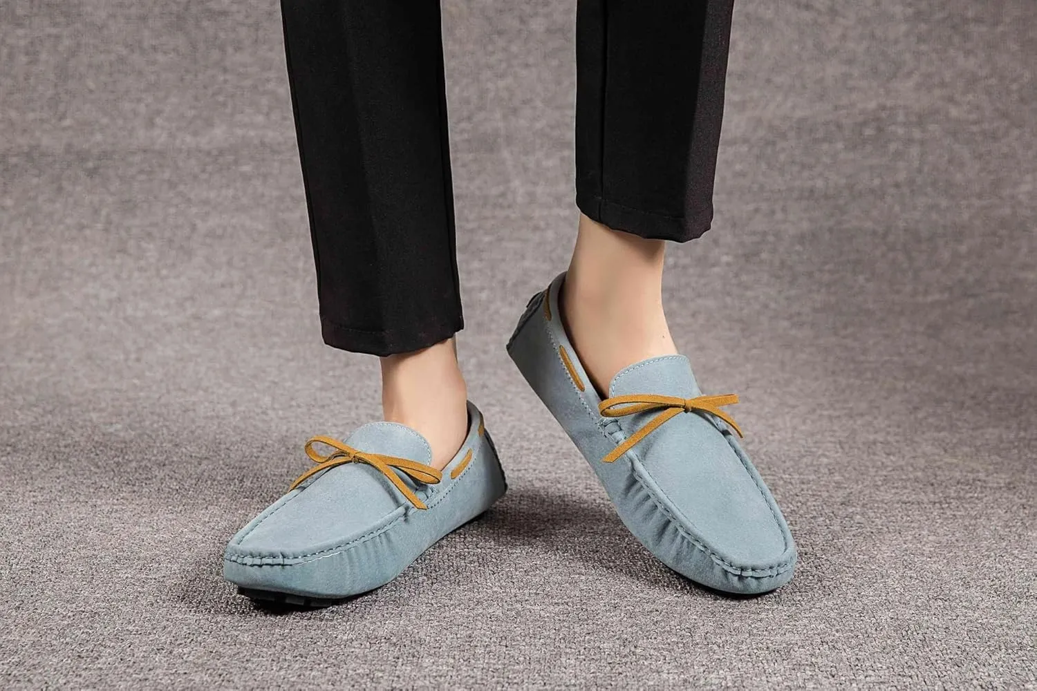 Men's Loafers Shoes Round Toe PU Leather Driving Style Loafer Comfortable Flat Heel Anti-Slip Party Outdoor Slip-on
