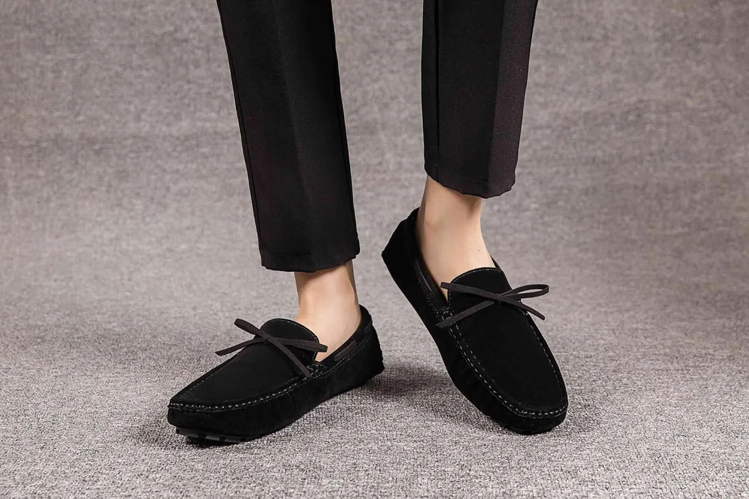 Men's Loafers Shoes Round Toe PU Leather Driving Style Loafer Comfortable Flat Heel Anti-Slip Party Outdoor Slip-on