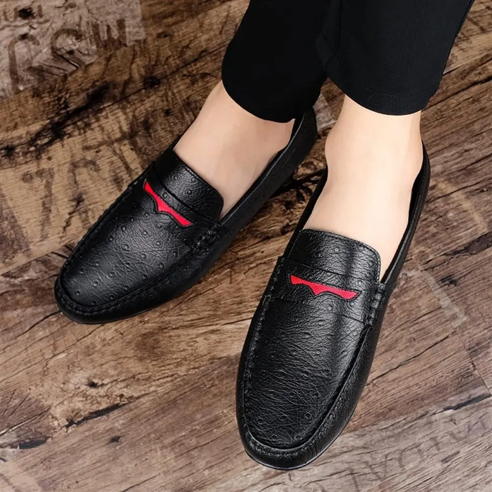 Men's Loafers Shoes Simple Driving Loafers Penny Loafers Leather Anti-Slip Lightweight Flat Heel Casual Slip-on