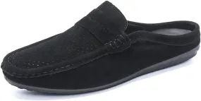 Mens Loafers Suede Vamp Perforated Half Penny Loafers Shoes Anti-Slip Lightweight Resistant Fashion Slip On