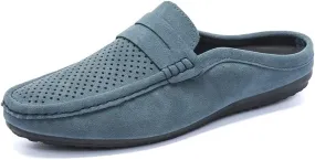 Mens Loafers Suede Vamp Perforated Half Penny Loafers Shoes Anti-Slip Lightweight Resistant Fashion Slip On