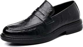 Men's Slip on Loafers Dress Shoes Leather Lined Casual Walking Shoes Anti-Slip Elevator Business Oxfords for Traveling, Driving, Office and Work