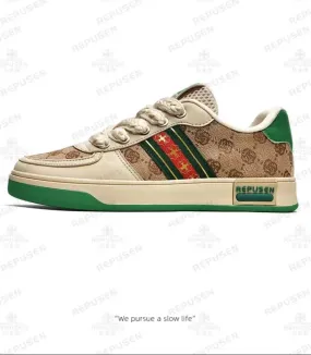 Men's Waterproof Breathable White Rainbow Color Block  Sneakers