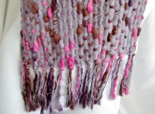 Mens Womens Ladies PASHMINA SCARF PURPLE PINK HEATHER GRAY Fringe 39X11