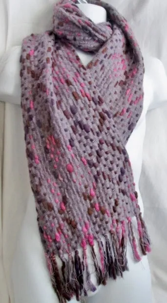 Mens Womens Ladies PASHMINA SCARF PURPLE PINK HEATHER GRAY Fringe 39X11