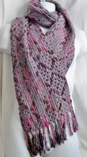 Mens Womens Ladies PASHMINA SCARF PURPLE PINK HEATHER GRAY Fringe 39X11