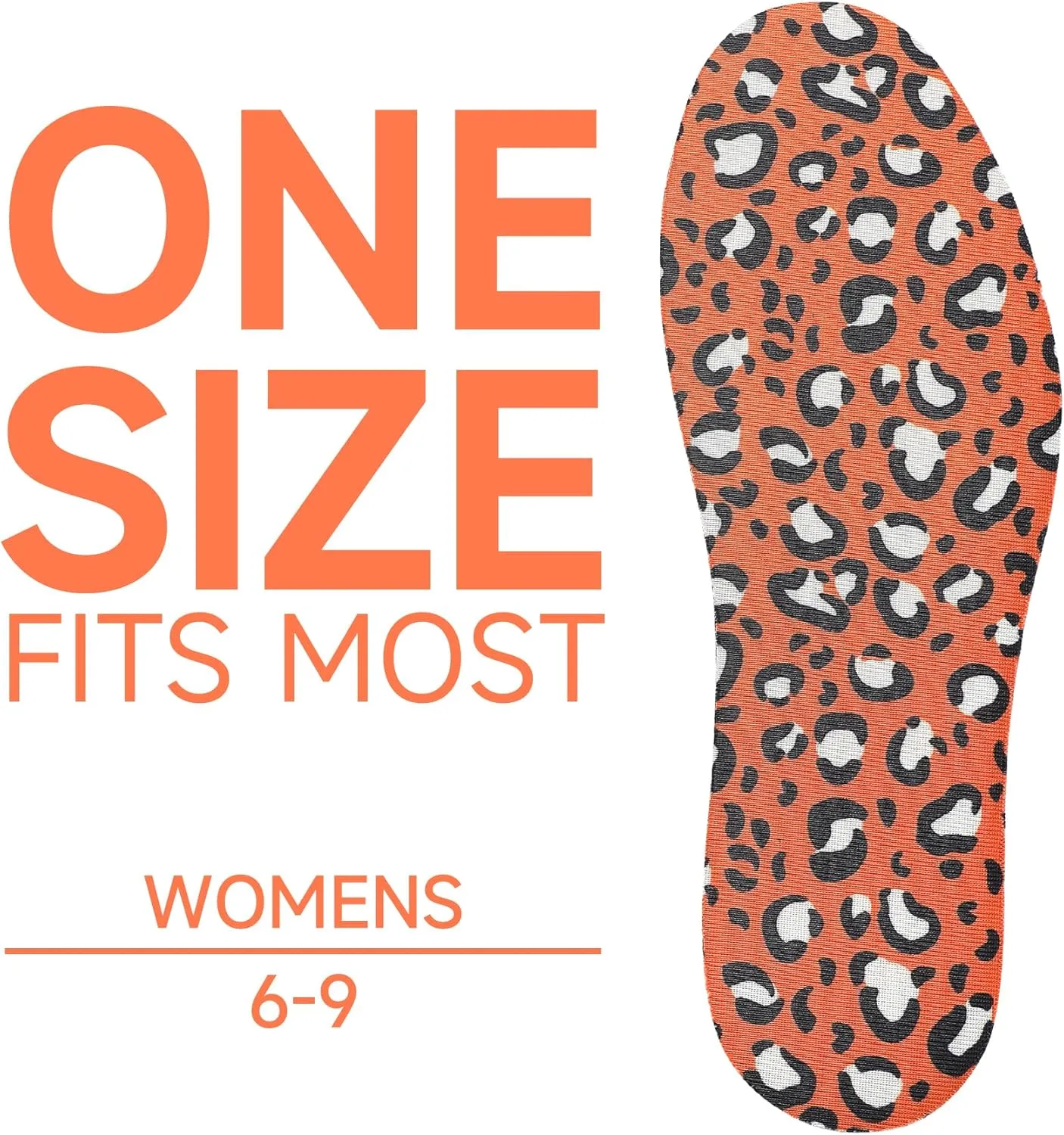 No Socks Insoles Ultra Thin Insoles Washable Barefoot Shoe Insert Women's No Show Socks Sockless Shoe Inserts Orange Shoe Insert Animal Print