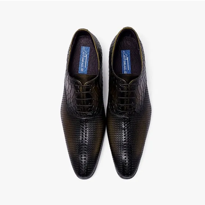 Opulent CrocLuxe Pointed Toe Dress Shoes