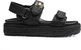Raffia Platform Sandals Women, Summer Beach Walking Comfortable Cute Vacation Chunky Womens Sandals Slingback Adjustable Strap Buckle Sandals