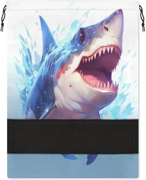 Shark Ocean Summer Shoe Bag for Travel Foldable Sport Shoe Storage Packing Organizer Golf Gym Dance Pointe Shoe Bags With Zipper Unisex Shoe Pouch For Men & Women
