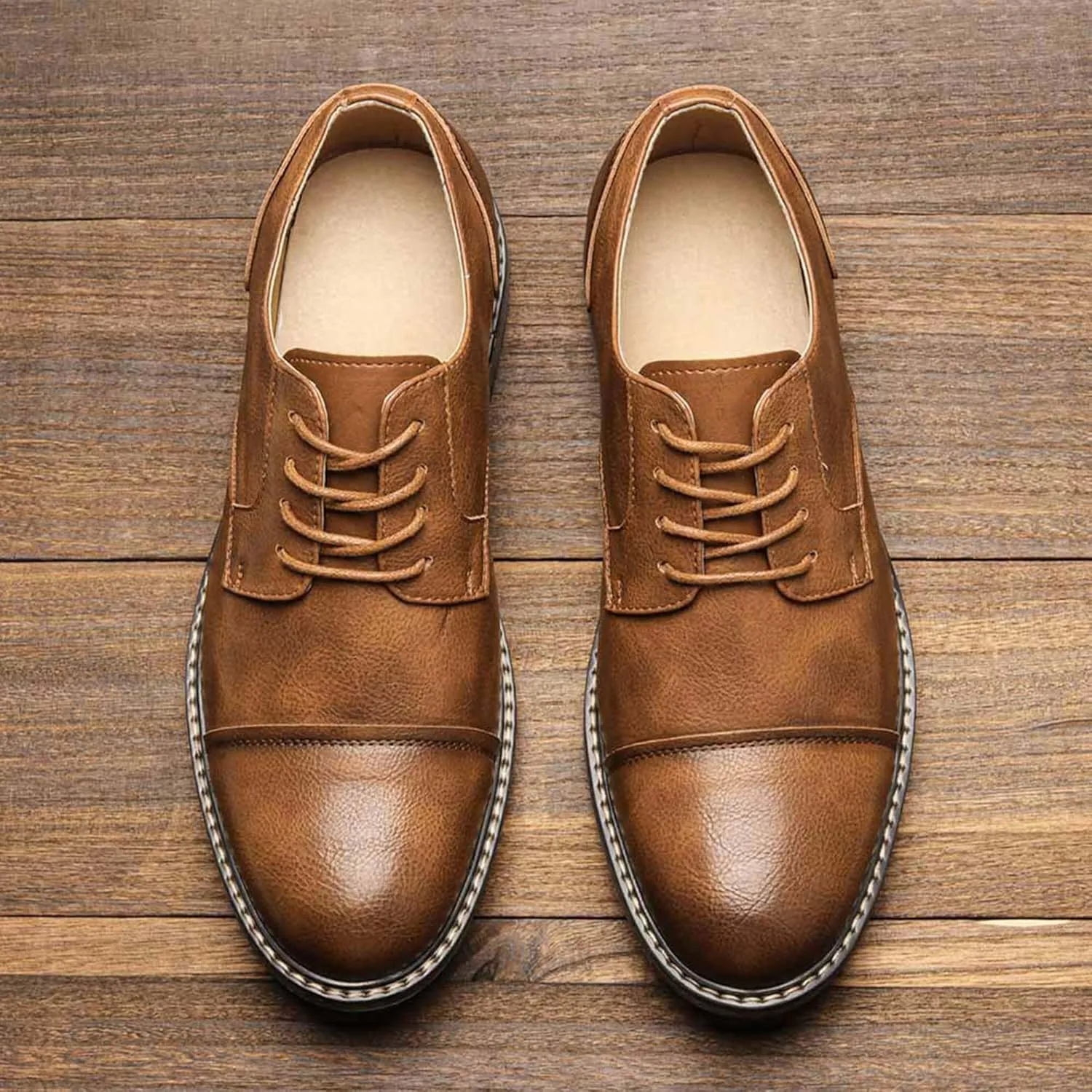 Tanner Shoes Men's Orthopedic Comfort Dress Shoes Casual Business Leather Oxford Derby Loafers Office Walking Work Flats