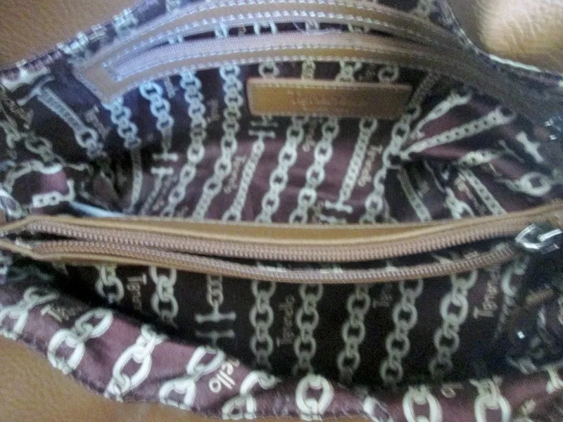 TIGNANELLO Pebbled Leather Shoulder Bag Handbag Satchel Tote CAMEL BROWN Hobo