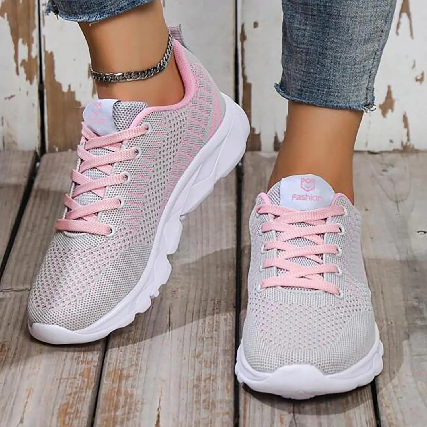 Women's Breathable Elastic Fly Woven Mesh Shoes Fashion Sport Gym Jogging Tennis Sneaker Stretch Cushion Shoe