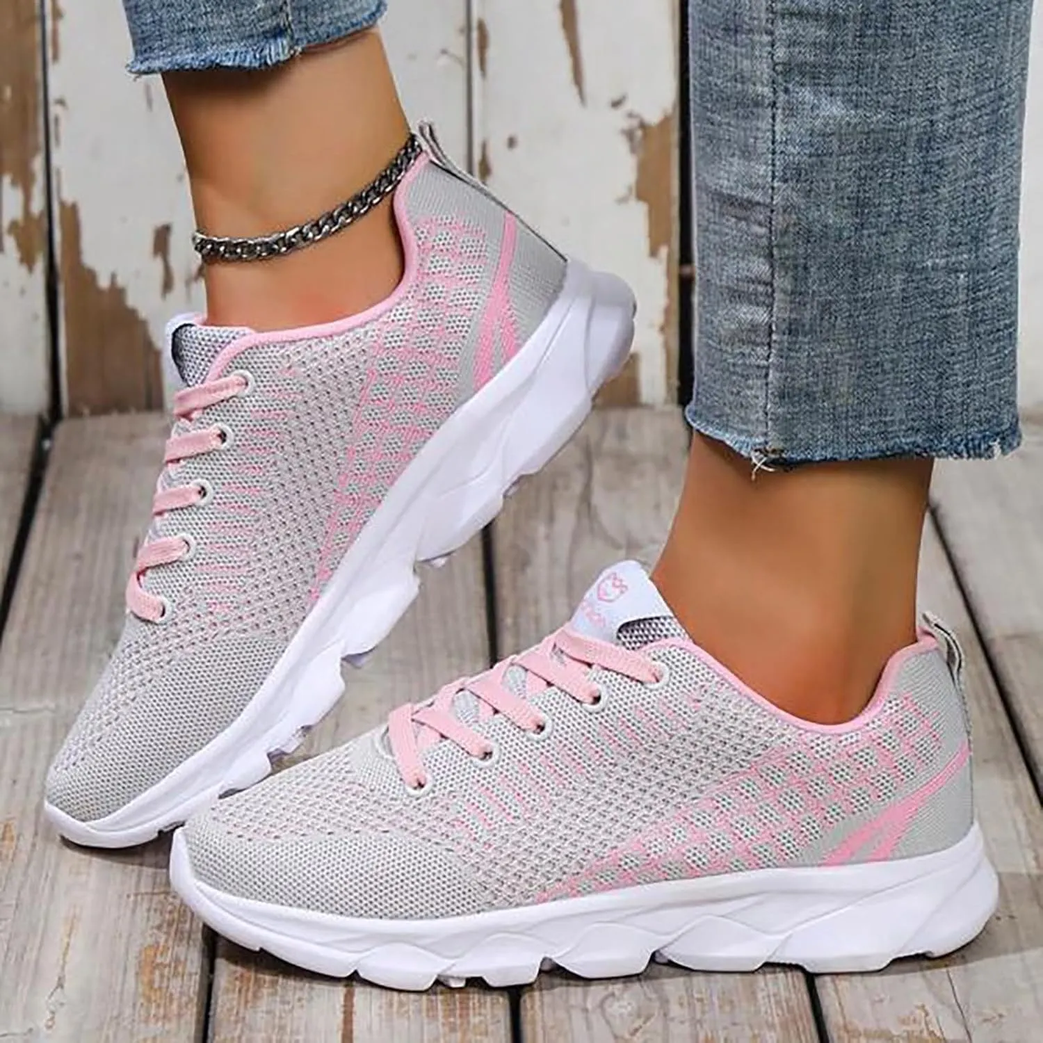 Women's Breathable Elastic Fly Woven Mesh Shoes Fashion Sport Gym Jogging Tennis Sneaker Stretch Cushion Shoe