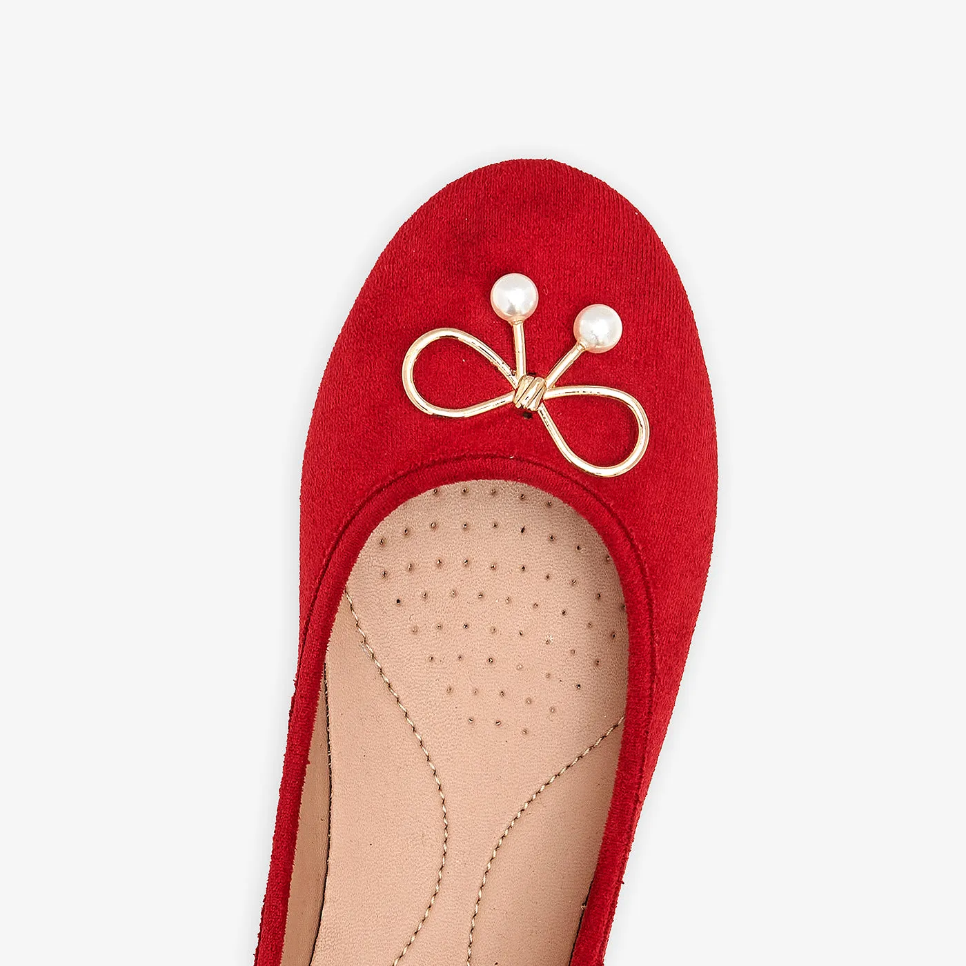 Women's Metallic Bow Suede Pumps