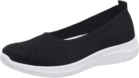 Womens Woven Orthopedic Breathable Soft Shoes Go Walking Womens Breathable Walking Shoes Slip On Mesh Knitted Flats Gym Sneakers Lightweight Casual Easy Shoe Arch Support Orthopedic Flat Footwear